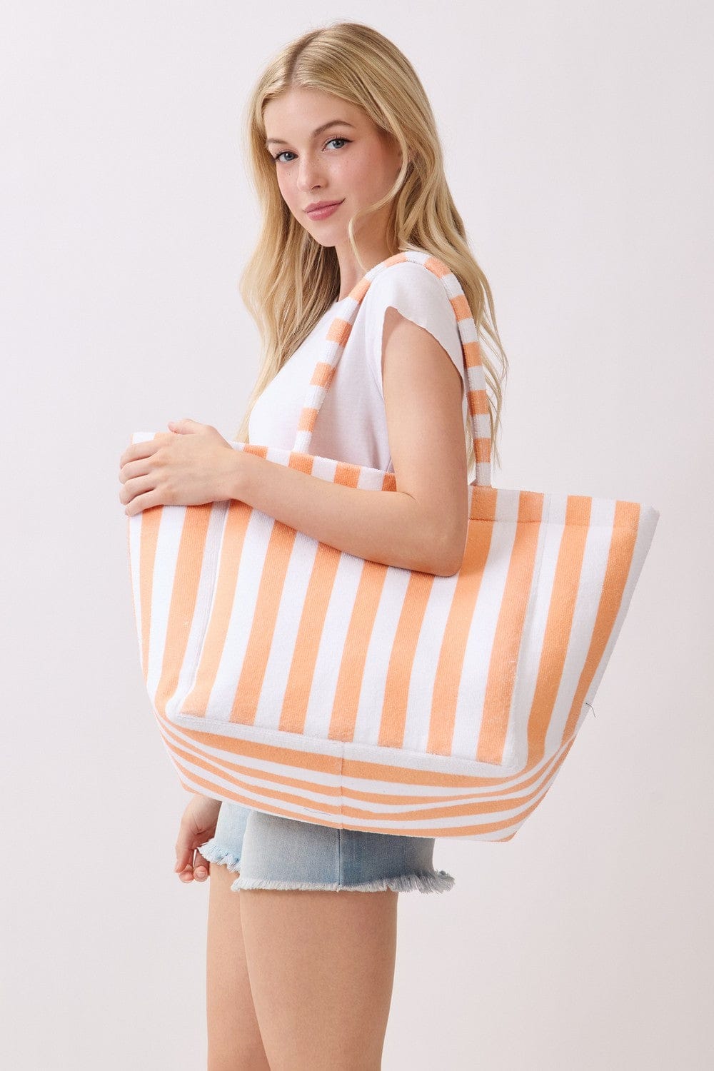 MB0351 Striped Terry Beach Tote Bag - MiMi Wholesale