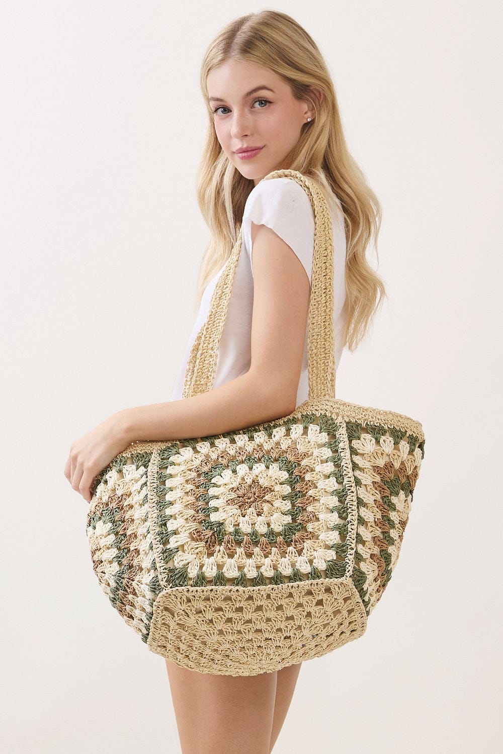 MB0353 Vintage Granny Crochet Tote Bag - MiMi Wholesale