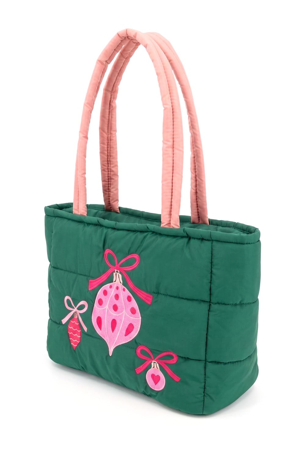 MB0372 Holiday Ornament Quilted Puffer Tote Bag - MiMi Wholesale