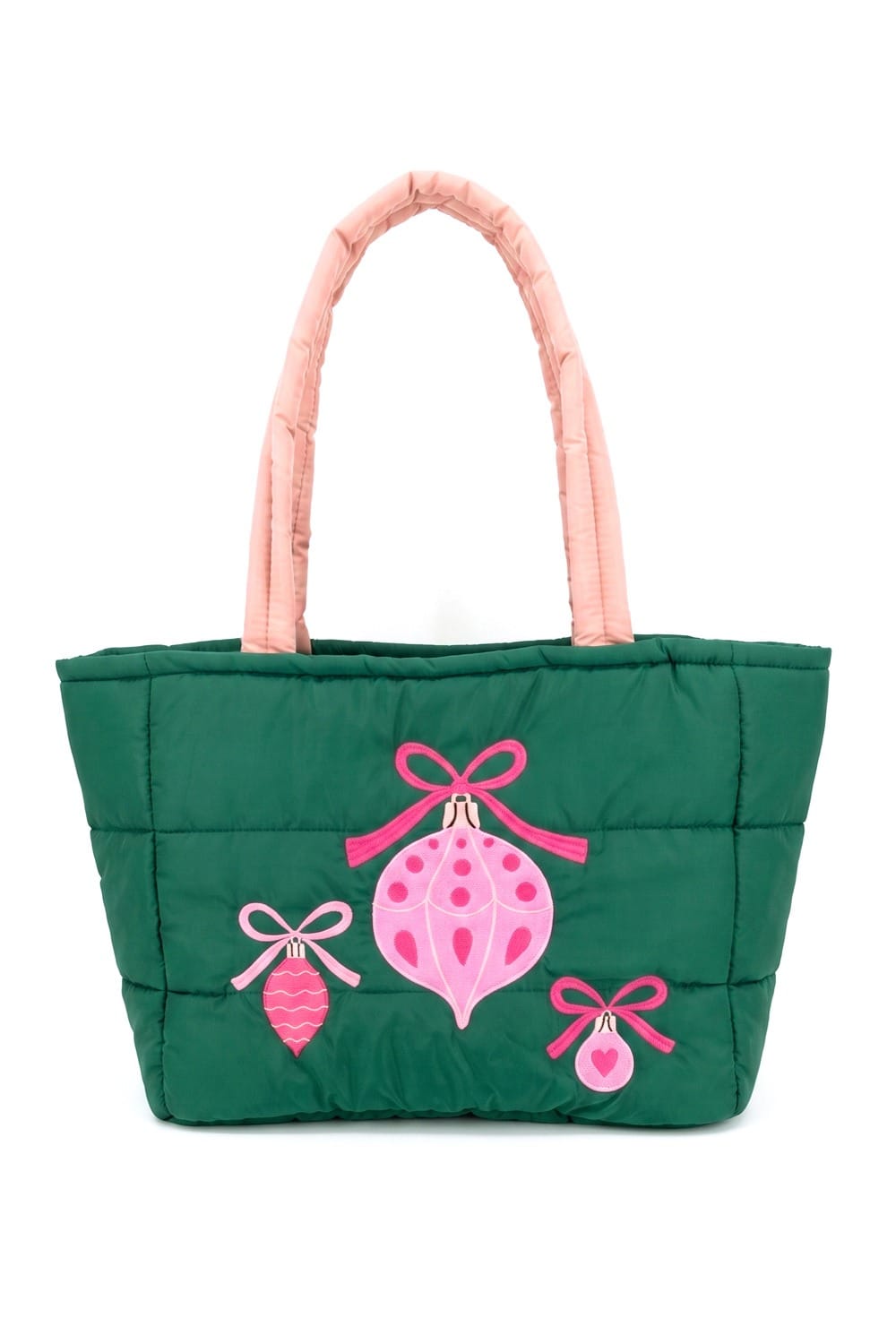 MB0372 Holiday Ornament Quilted Puffer Tote Bag - MiMi Wholesale