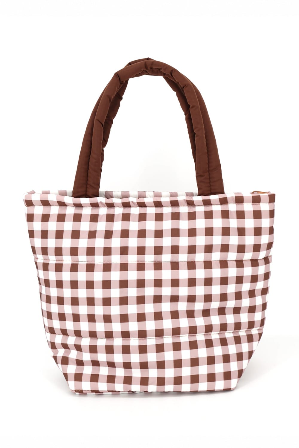 MB0377T Gingham Quilted Puffer Tote Bag - MiMi Wholesale