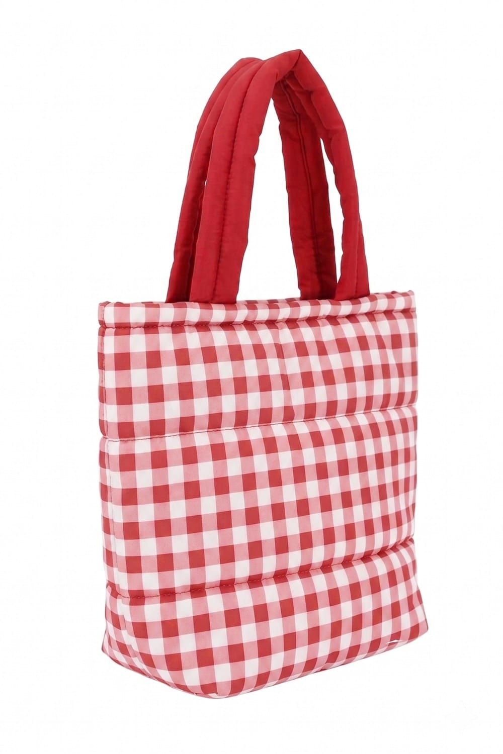 MB0377T Gingham Quilted Puffer Tote Bag - MiMi Wholesale