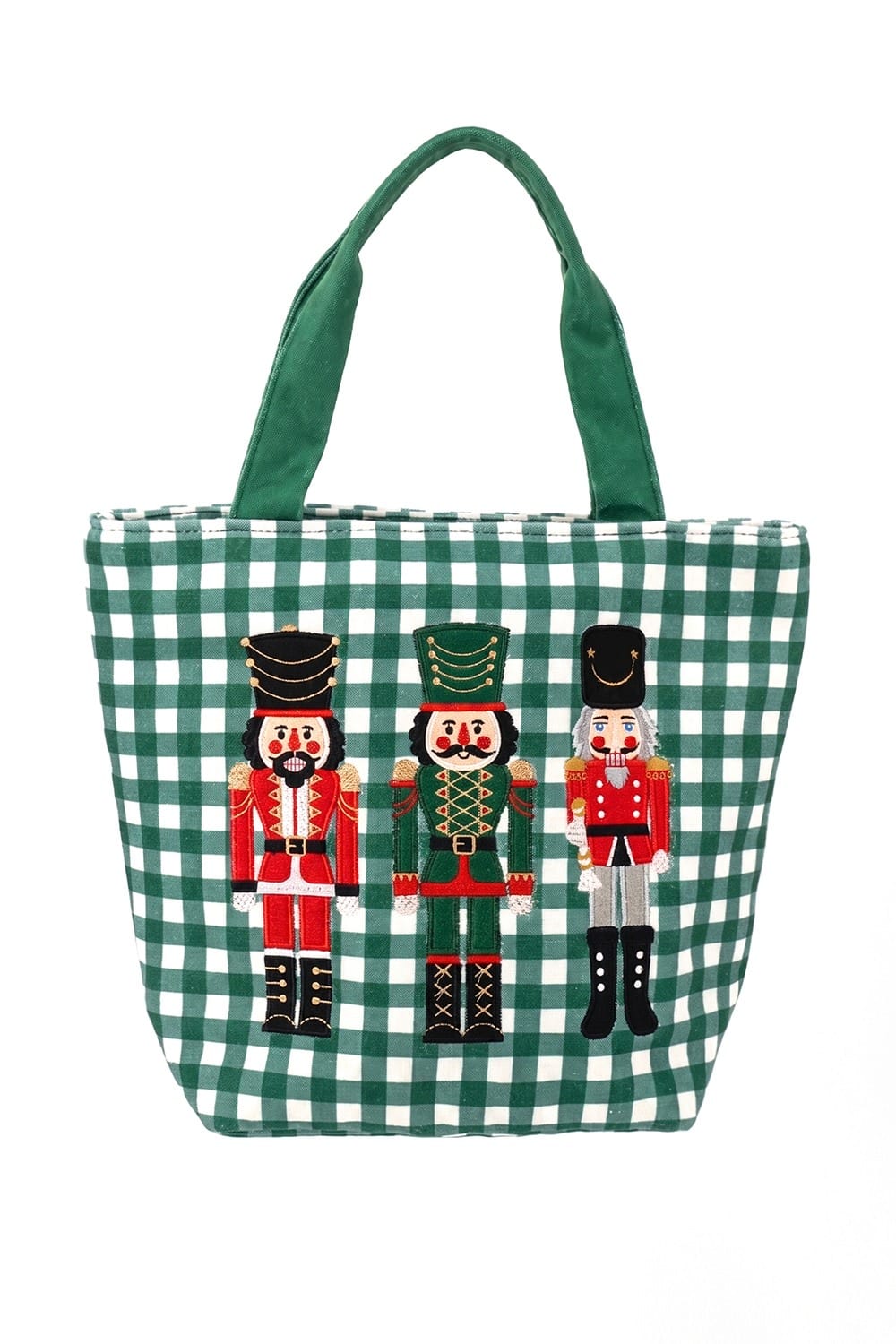 MB0381 Three Nutcrackers Gingham Tote Bag - MiMi Wholesale