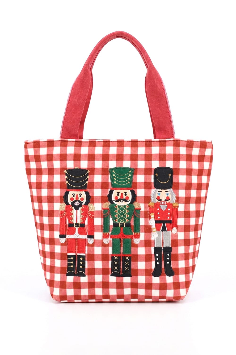 MB0381 Three Nutcrackers Gingham Tote Bag - MiMi Wholesale