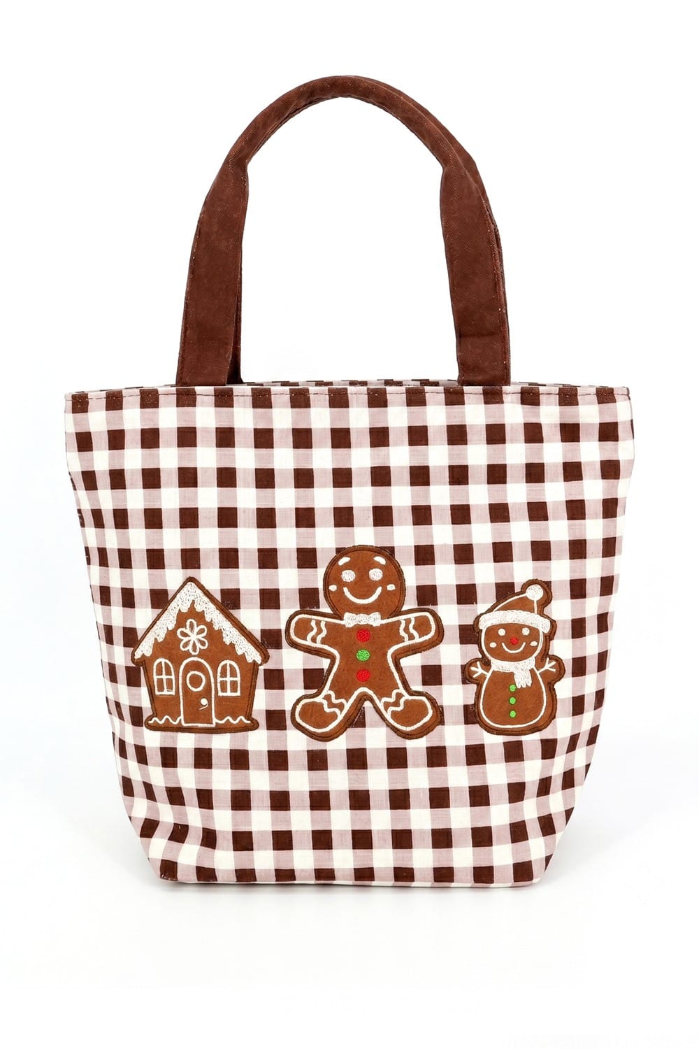 MB0384 Gingerbread Gingham Tote Bag - MiMi Wholesale