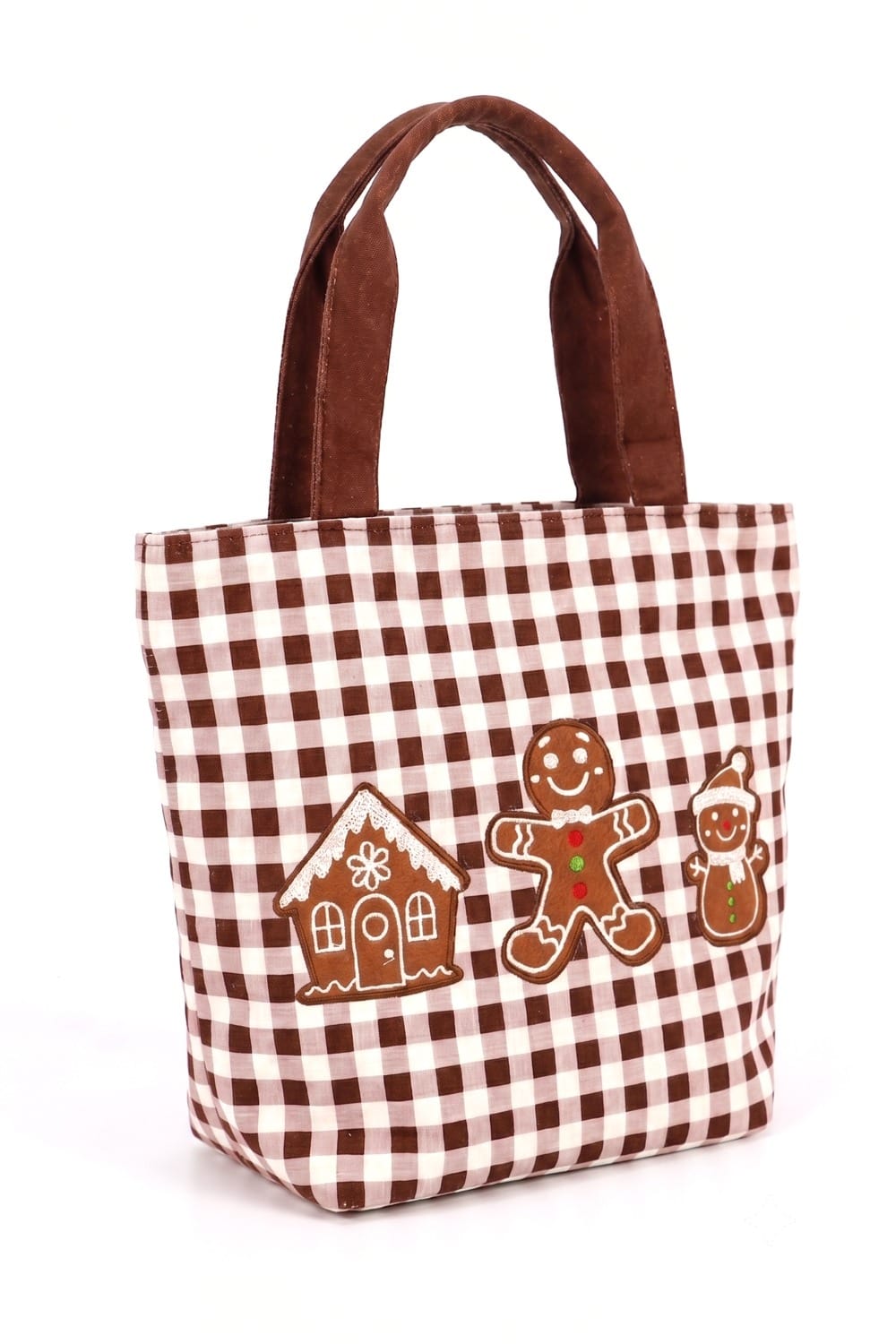 MB0384 Gingerbread Gingham Tote Bag - MiMi Wholesale