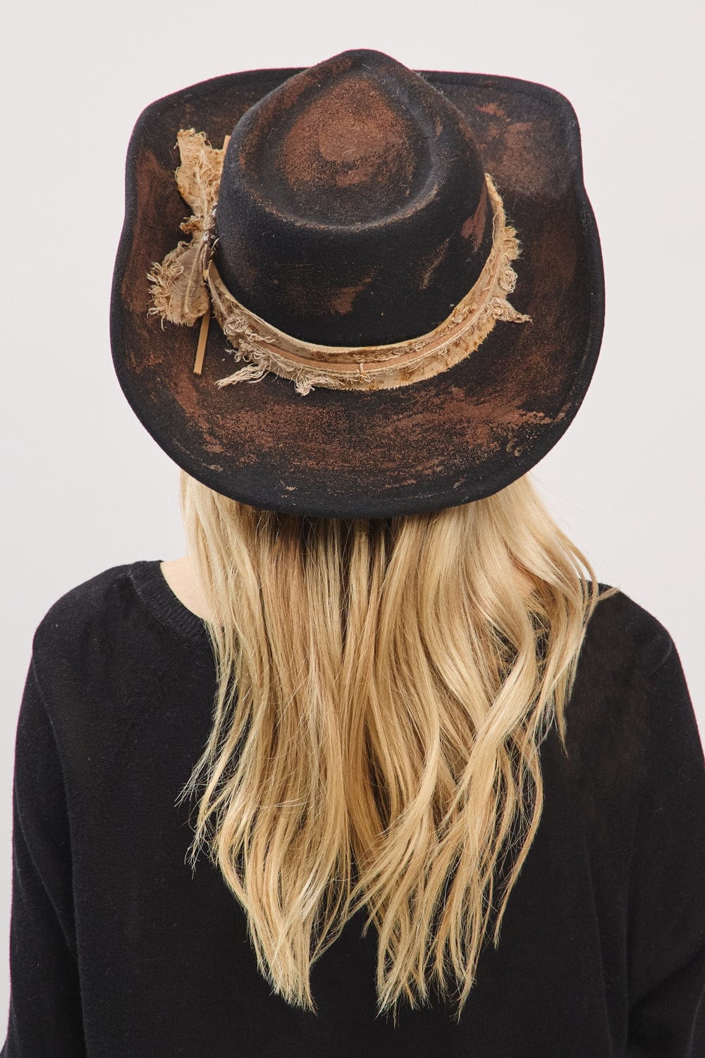MH0238 Scarlett 2 in 1 Rustic Cowgirl/Fedora Hat - MiMi Wholesale
