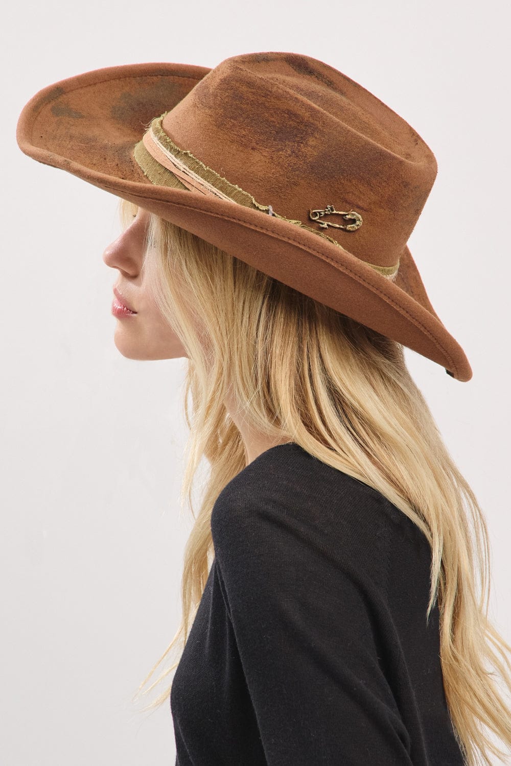 MH0240 Billie 2 in 1 Rustic Cowgirl/Fedora Hat - MiMi Wholesale