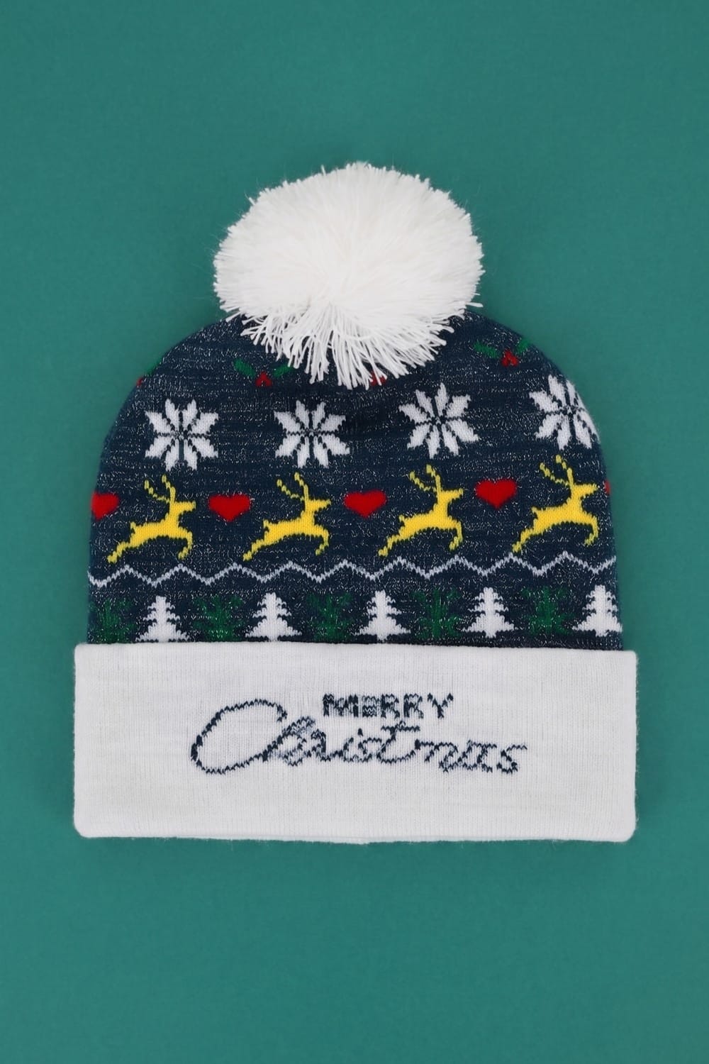 MH0373 Merry Christmas Pompom Beanie - MiMi Wholesale