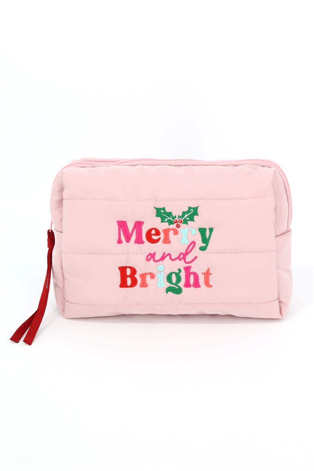 MP0378 Merry & Bright Christmas Quilted Puffer Pouch - MiMi Wholesale