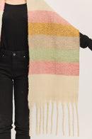 MS0451 Multi Color Striped Brushed Fringe Scarf - MiMi Wholesale
