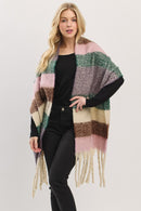 MS0451 Multi Color Striped Brushed Fringe Scarf - MiMi Wholesale