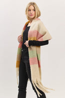 MS0451 Multi Color Striped Brushed Fringe Scarf - MiMi Wholesale