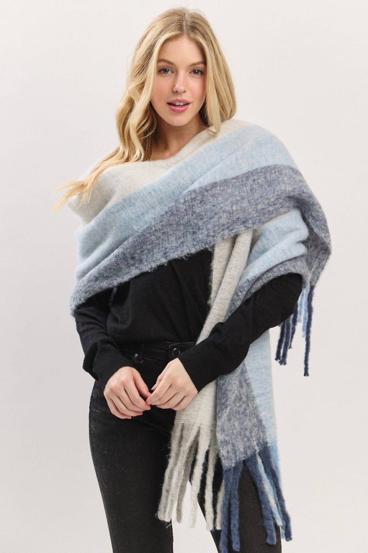 MS0452 Solid Brushed Fringe Scarf - MiMi Wholesale