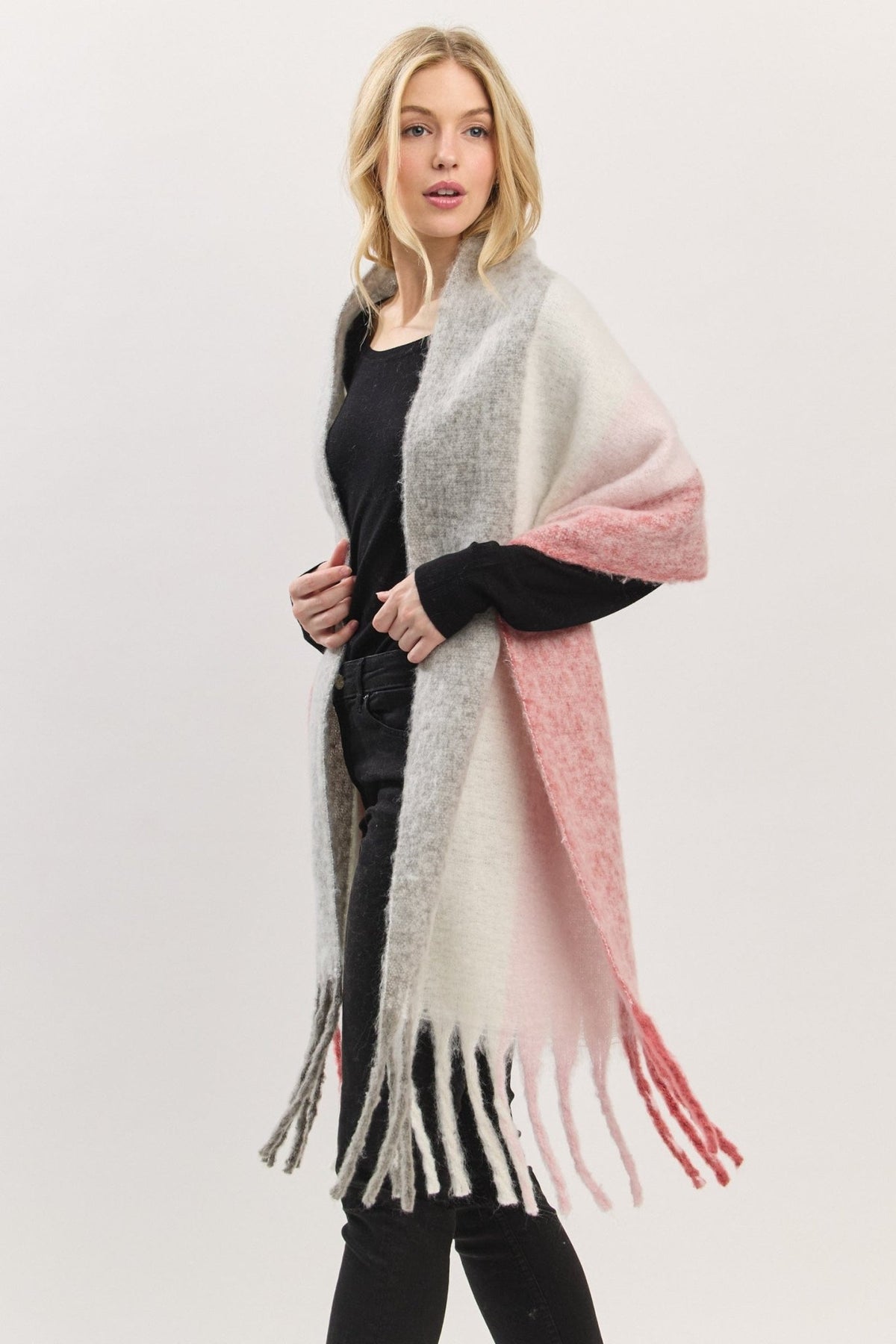 MS0452 Solid Brushed Fringe Scarf - MiMi Wholesale
