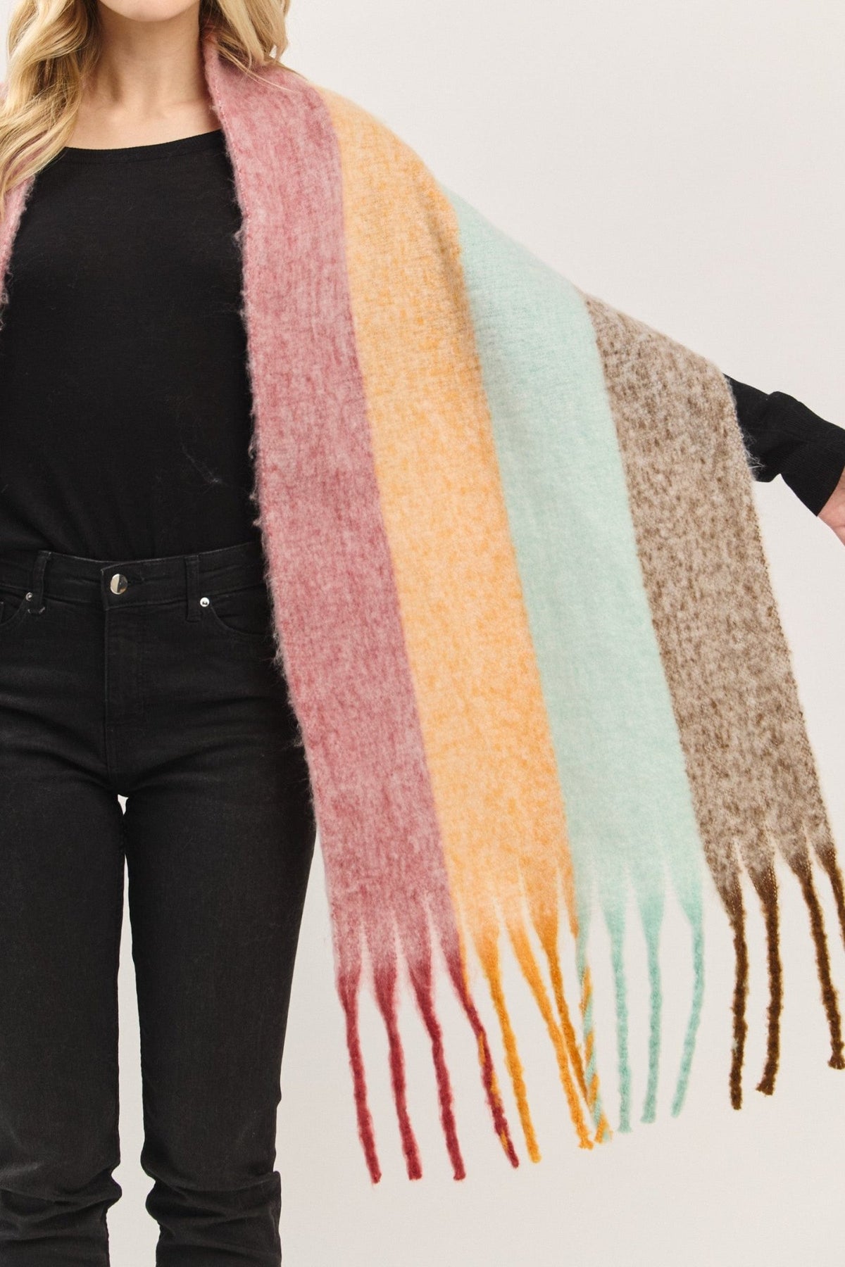 MS0452 Solid Brushed Fringe Scarf - MiMi Wholesale