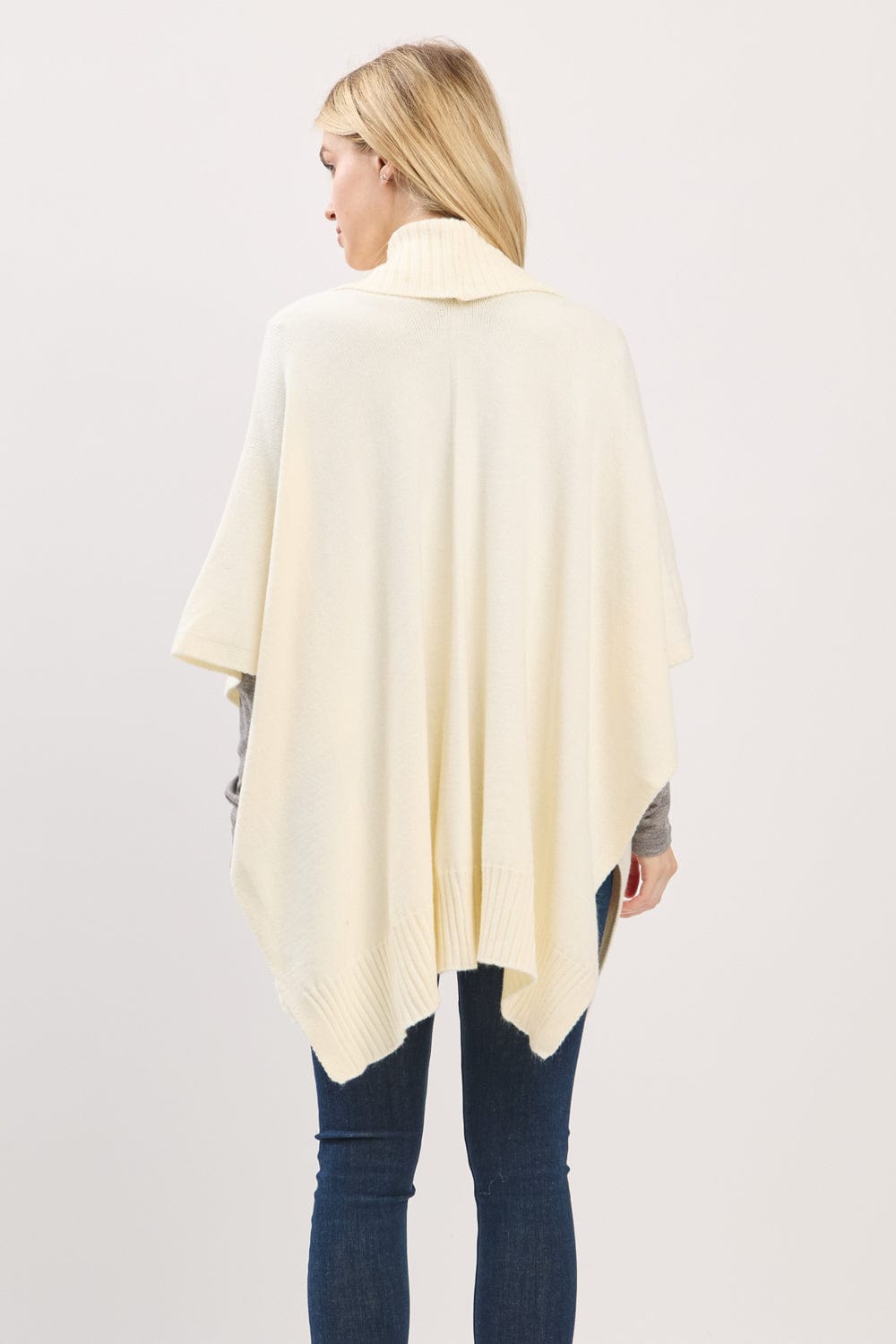 MS0455 Soft Knit Open Front Shawl With Ribbed Trim - MiMi Wholesale