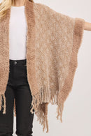 MS0465 Boucle Knit Soft Drape Fringe Shawl - MiMi Wholesale