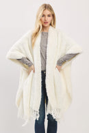 MS0465 Boucle Knit Soft Drape Fringe Shawl - MiMi Wholesale