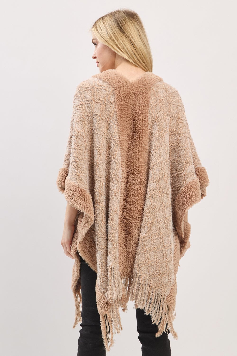MS0465 Boucle Knit Soft Drape Fringe Shawl - MiMi Wholesale