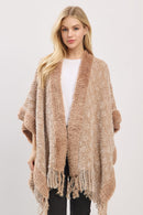 MS0465 Boucle Knit Soft Drape Fringe Shawl - MiMi Wholesale