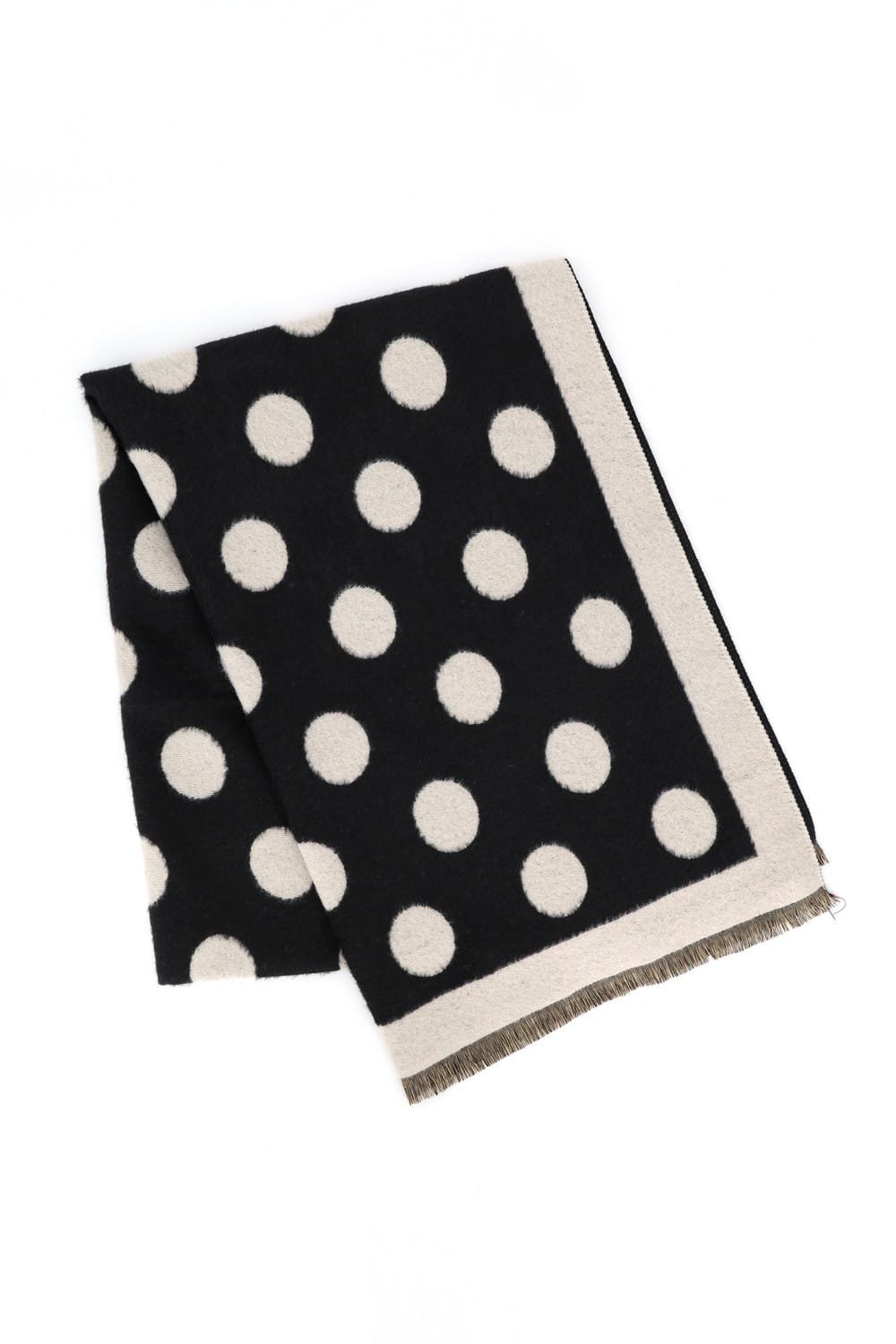 MS0494 Polka Dots Reversible Fringe Scarf Wrap - MiMi Wholesale
