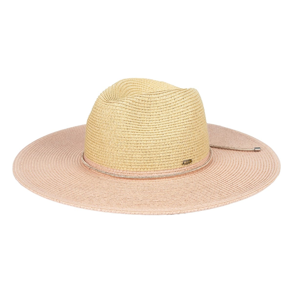 PNH0048 Two Tone Panama Hat With Rhinestone Band - MiMi Wholesale