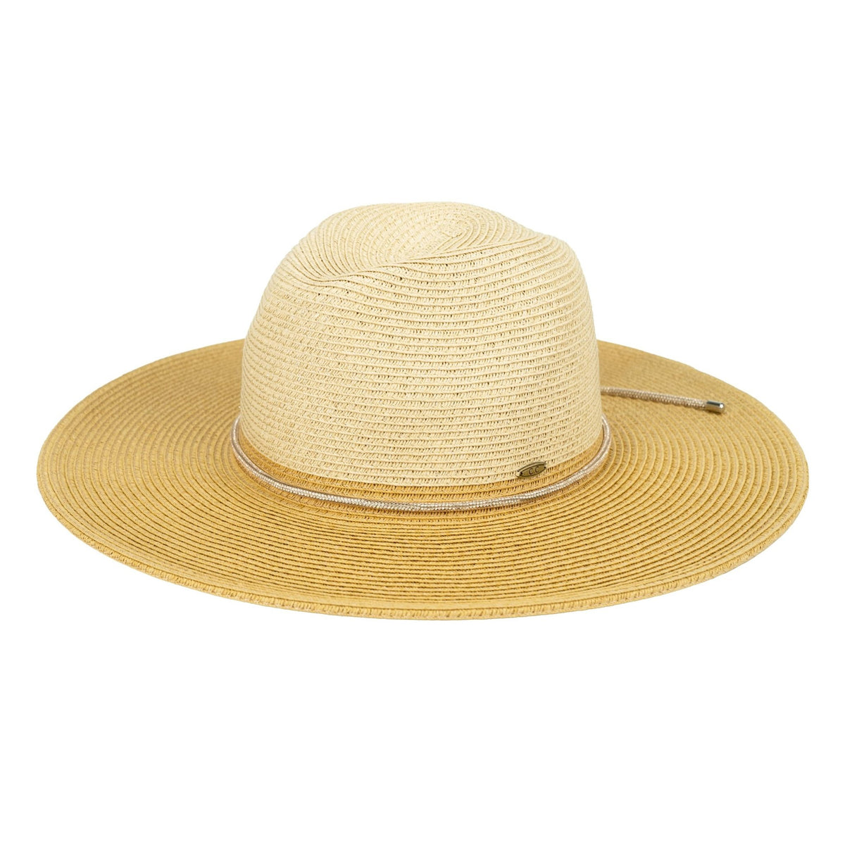 PNH0048 Two Tone Panama Hat With Rhinestone Band - MiMi Wholesale