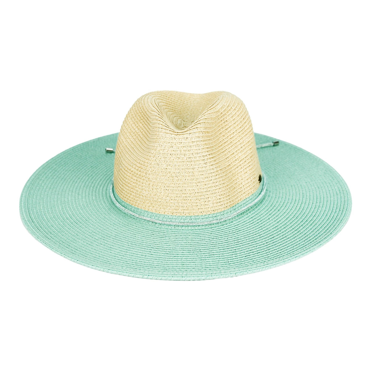 PNH0048 Two Tone Panama Hat With Rhinestone Band - MiMi Wholesale