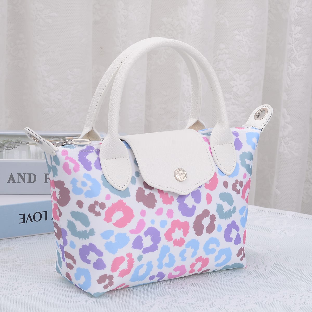 PP782 Amber Fashion Print Nylon Double Handle Crossbody Bag - MiMi Wholesale