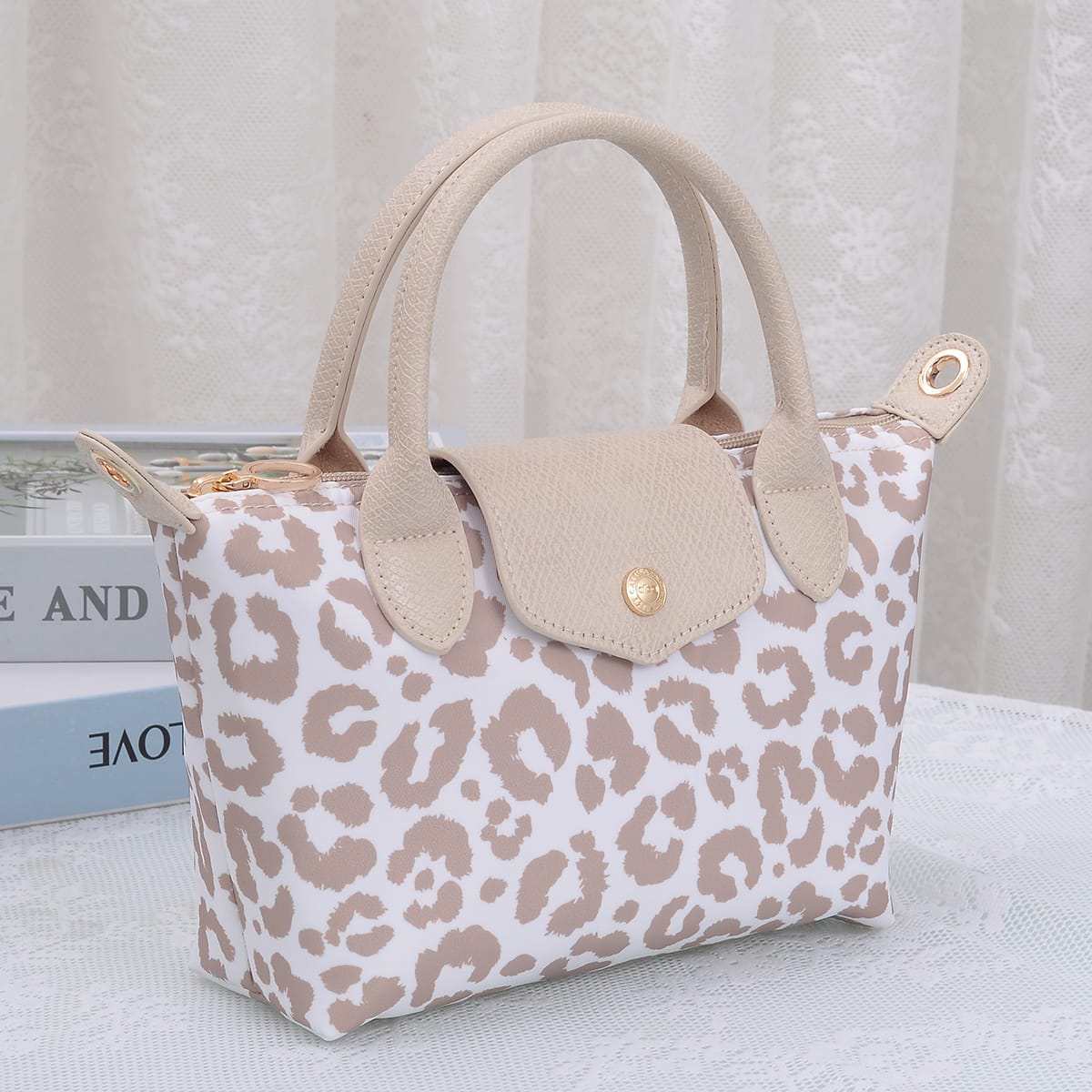 PP782 Amber Fashion Print Nylon Double Handle Crossbody Bag - MiMi Wholesale