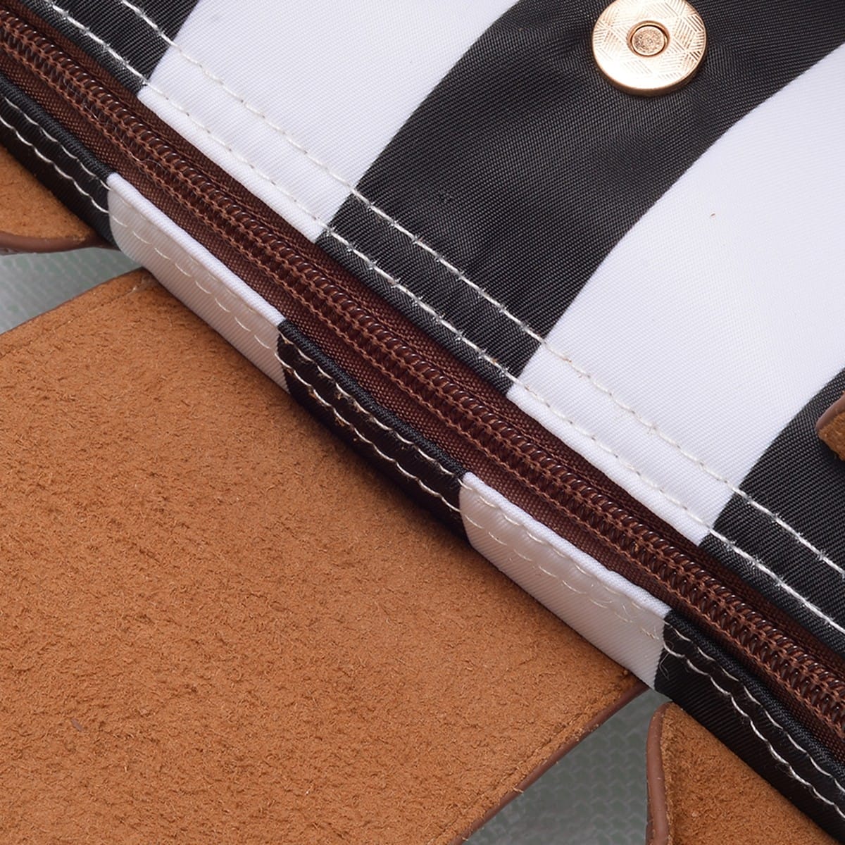 PP782S Riley Striped Nylon Double Handle Crossbody Bag - MiMi Wholesale