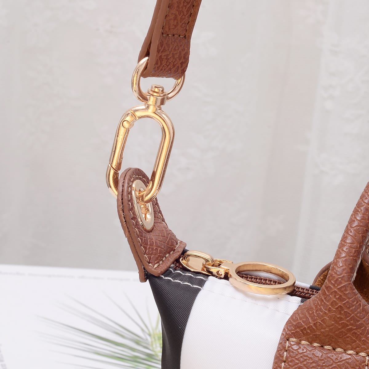 PP782S Riley Striped Nylon Double Handle Crossbody Bag - MiMi Wholesale