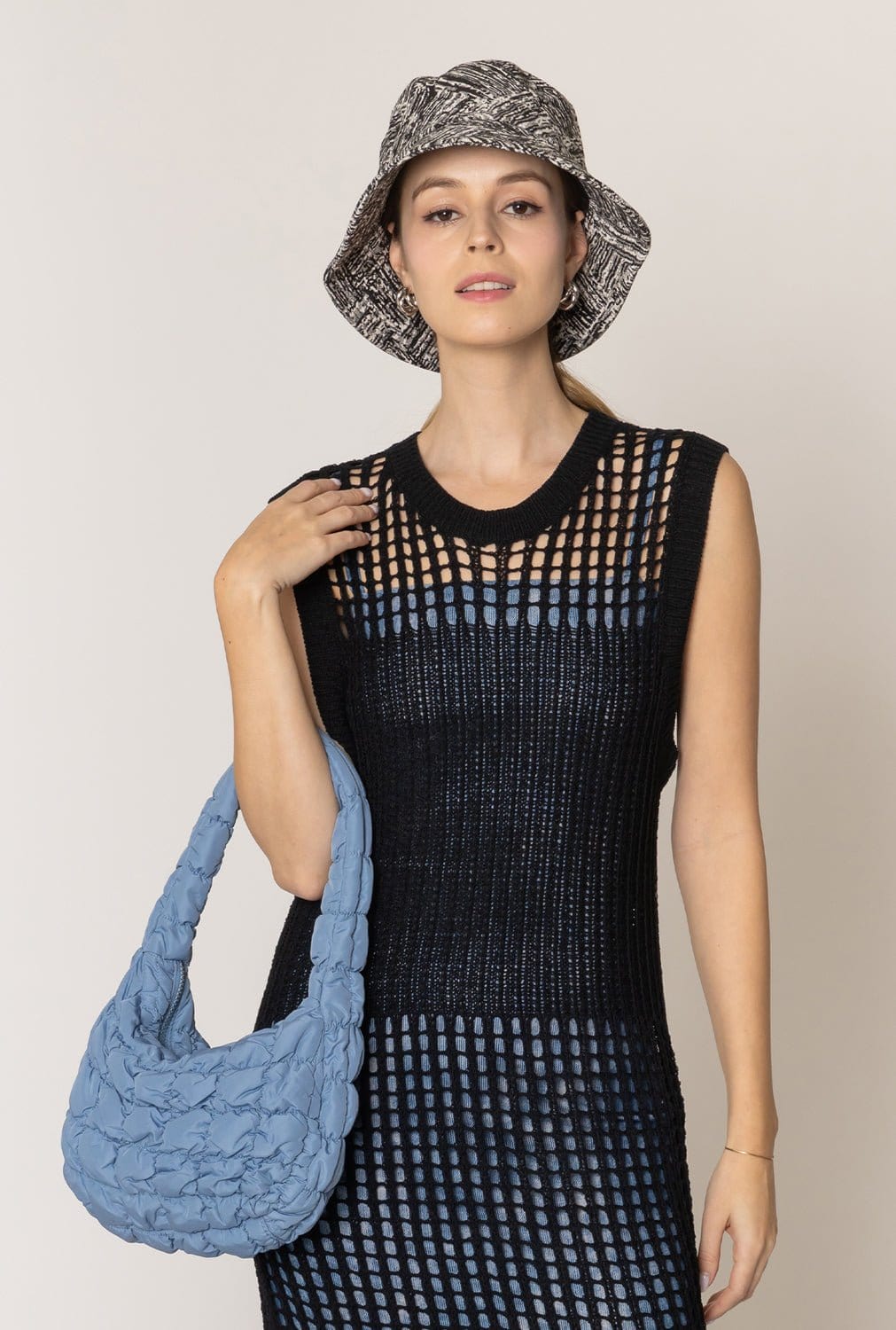 QBS320124 Nelly Small Quilted Puffer Tote Bag - MiMi Wholesale