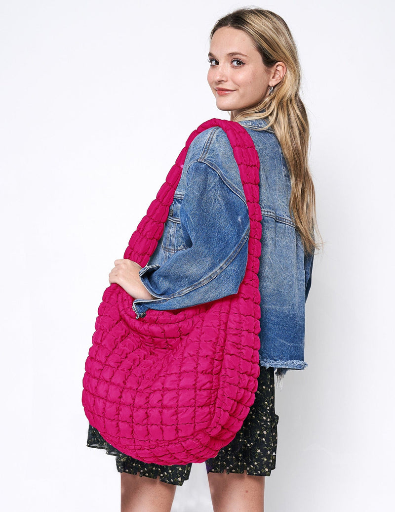 QBS320125 Cora Large Quilted Puffer Tote Bag - MiMi Wholesale