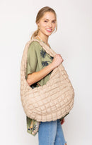 QBS320125 Cora Quilted Puffer Tote - MiMi Wholesale