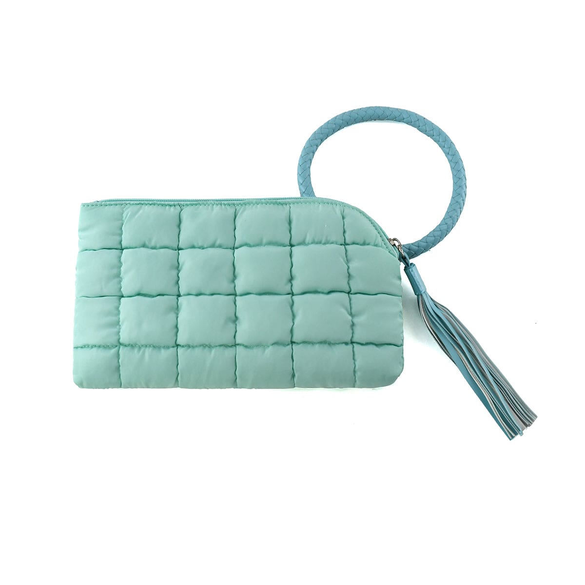 QP204 Quilted Puffer Wristlet/Clutch With Tassel - MiMi Wholesale