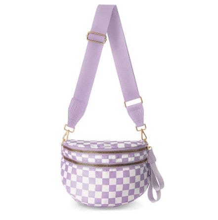 SF221010 Nylon Checker and Solid Color Sling/Crossbody Bag - MiMi Wholesale