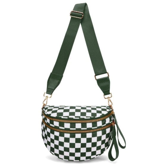 SF221010 Nylon Checker and Solid Color Sling/Crossbody Bag - MiMi Wholesale