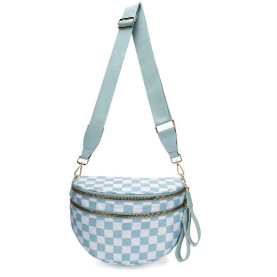 SF221010 Nylon Checker Sling/Crossbody Bag - MiMi Wholesale