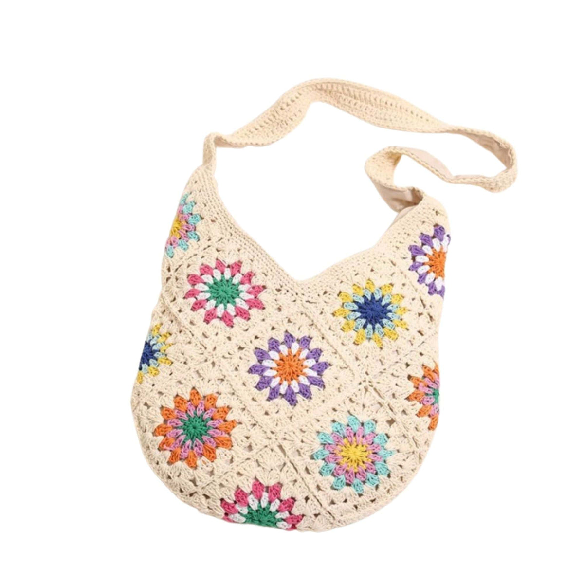 SF252109 Flower Crochet Large Crossbody/Tote Bag - MiMi Wholesale