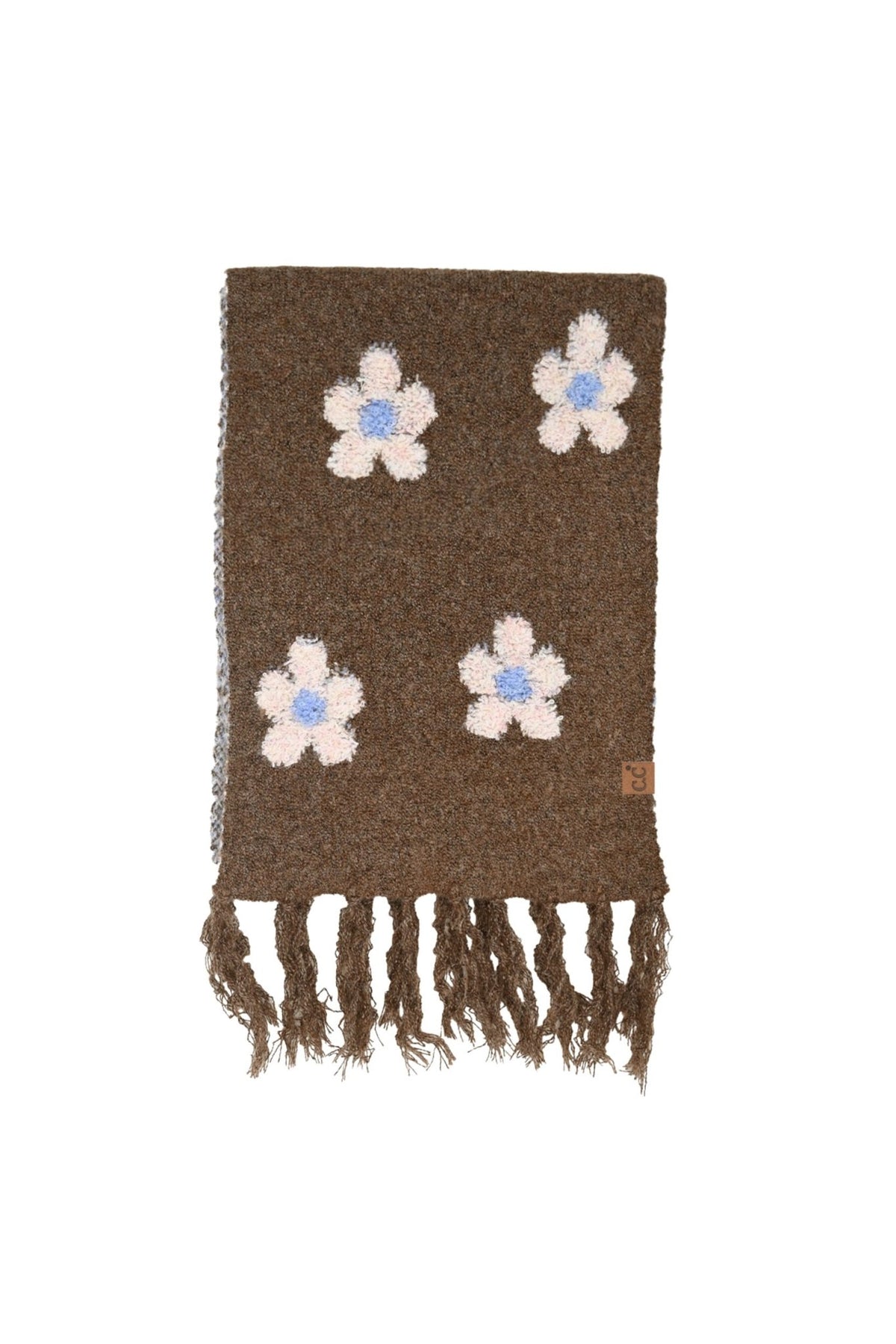 SFC0079 Daphne Daisy Pattern Fringe Scarf - MiMi Wholesale