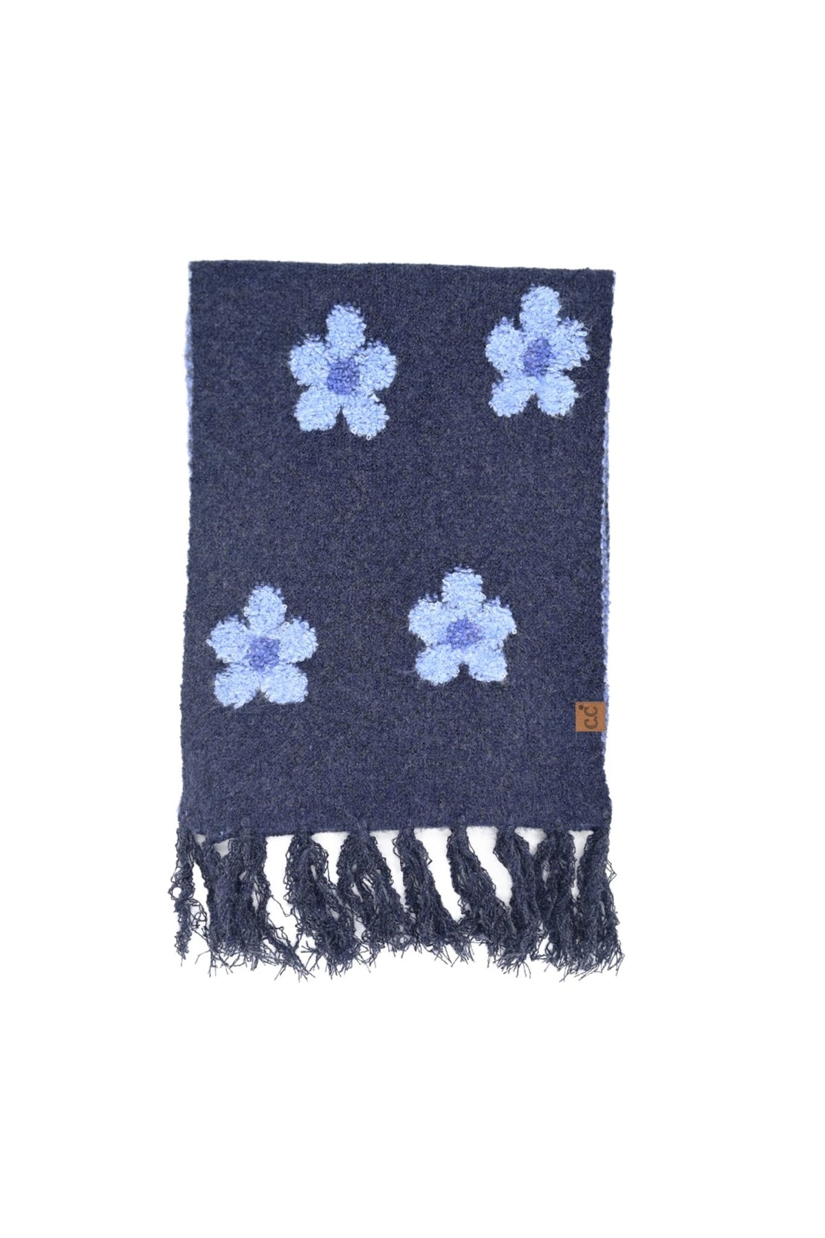 SFC0079 Daphne Daisy Pattern Fringe Scarf - MiMi Wholesale