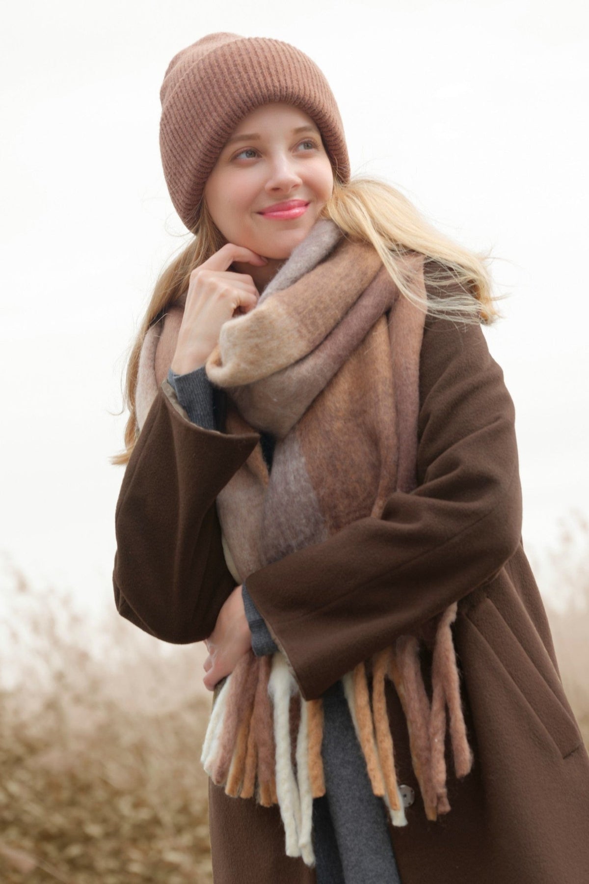 SFC0125 Multi Color Check Woven Scarf - MiMi Wholesale