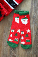 SS1001 Assorted Fuzzy Christmas Socks 12 Piece Pack - MiMi Wholesale