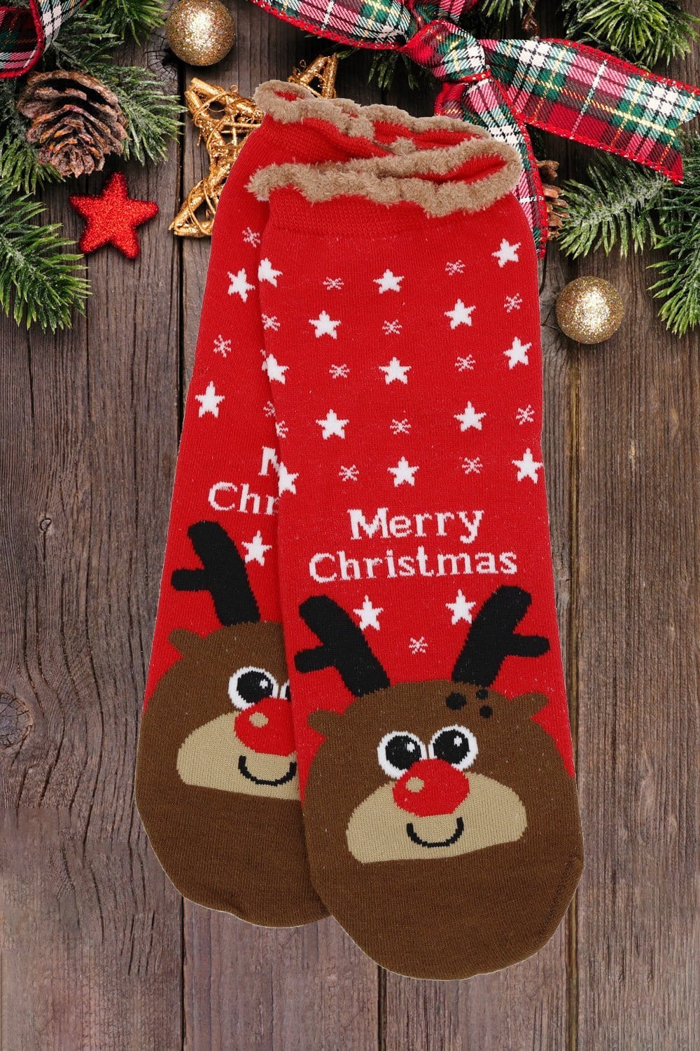 SS1010 Assorted Fuzzy Christmas Socks 12 Piece Pack - MiMi Wholesale