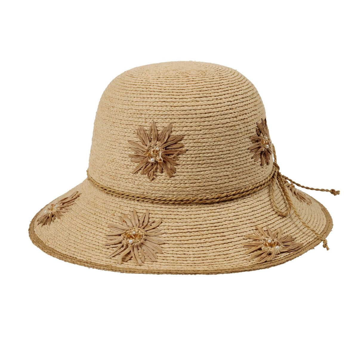 STC0020 Raffia Flower Bucket Hat - MiMi Wholesale