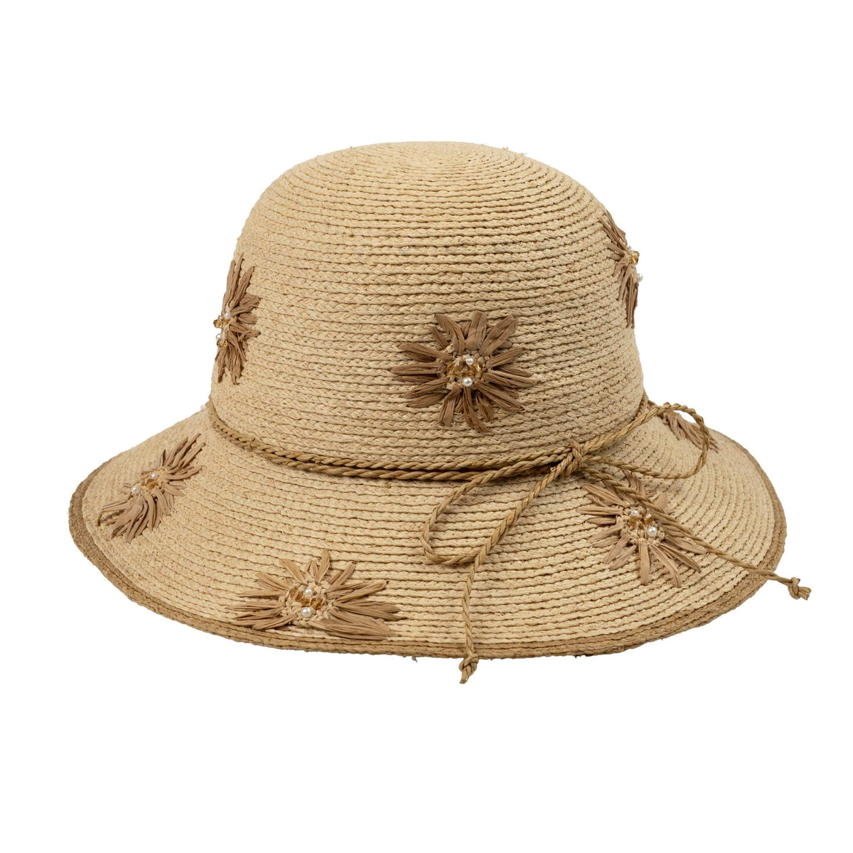 STC0020 Raffia Flower Bucket Hat - MiMi Wholesale