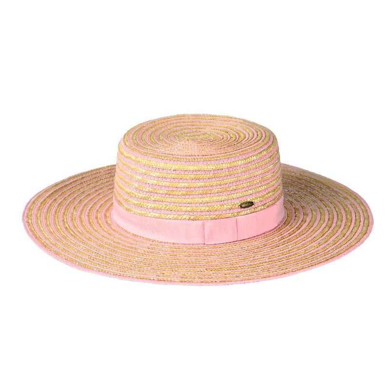 STH0033 Kara Striped Boater Hat - MiMi Wholesale