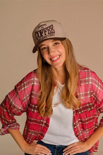 TCM0038 Running On Coffee And Good Vibes Trucker Hat - MiMi Wholesale